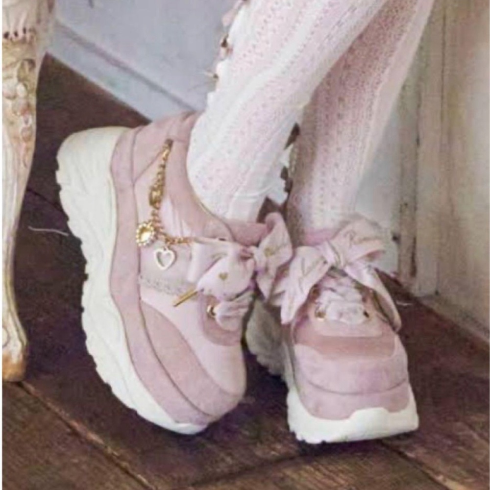 Liz Lisa Pink Side Charm Platform Sneakers Ribbon Lolita Kawaii Jeweled Jfashion - Picture 16 of 16